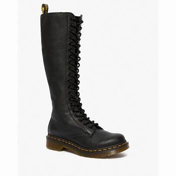 Dr Martens 1b60 Virginia Kožené Knee Vysoke - Cierne Cizmy Damske, D261SK